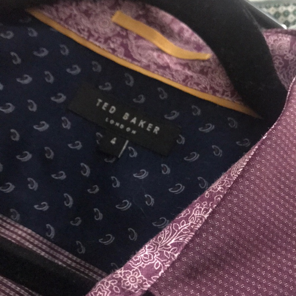 Ted Baker Deep Purple Print Button Down Shirt 4 - image 5